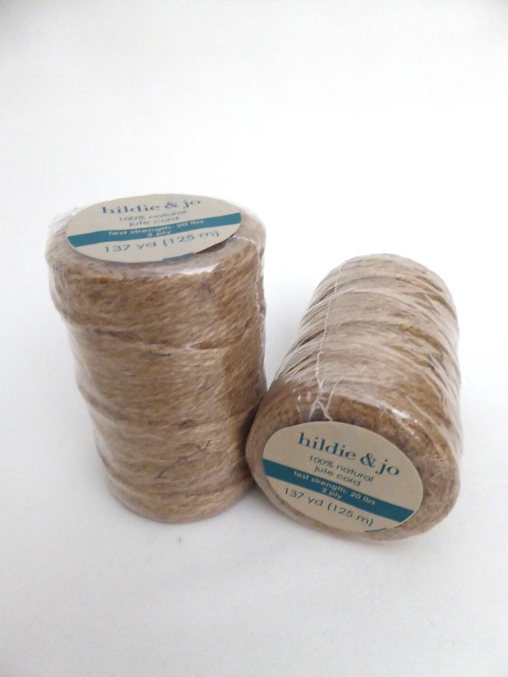 NEW 100% NATURAL JUTE CORD HILDIE & JO SPOOL LOT OF 2 (137 YARDS EACH) CRAFT